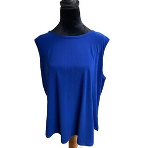Love Scarlett Sleeveless Tank Top‎ Blouse Royal Blue Round Neck Plus Size 2x